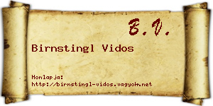 Birnstingl Vidos névjegykártya